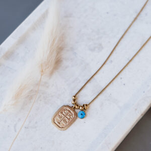 Ατσάλινη χρυσή αλυσίδα για το λαιμό κωνσταντινάτο με ματάκι